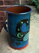 Vintage Weymouth Studio Pottery – LEONARD STOCKLEY – Blue Dragon Tankard