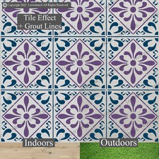 Cora Stencil - Lovestencil - Faux Tile + Grout Bathroom/Kitchen/Garden Patio