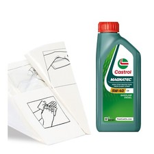 Engine Oil Top Up Castrol Magnatec 5W-40 C3 1 LITRE 1L + Gloves Wipes Funnel