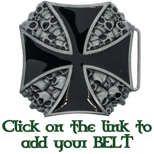 Iron cross skull - belt, buckle