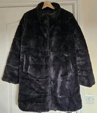 Centigrade Long Line Faux Fur Coat, Slate, Size M