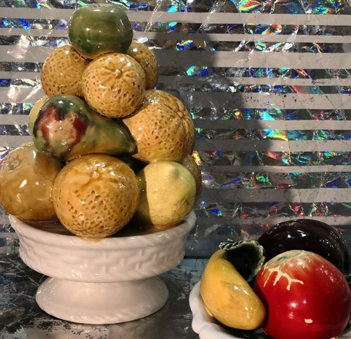 Vintage ceramic fruit basket - ceramic,