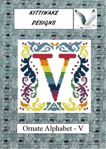 Ornate alphabet v cross - ornate,