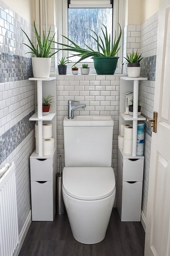 White bathroom storage cabinet - bathroom,