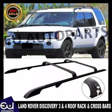 FOR LAND ROVER DISCOVERY 3 & 4 FULL BLACK RACK ROOF RAILS CROSS BARS ANTI THEFT