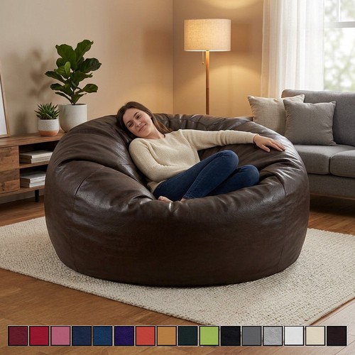 Faux leather large bean bags - leather,