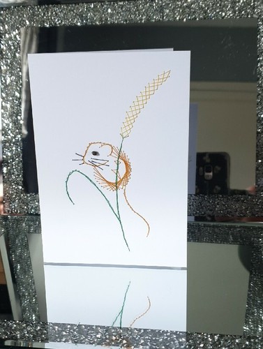 Hand stitched field mouse card - mouse,