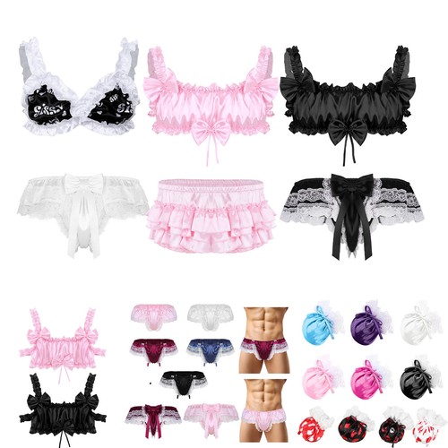 Sissy men frilly satin - satin, bra