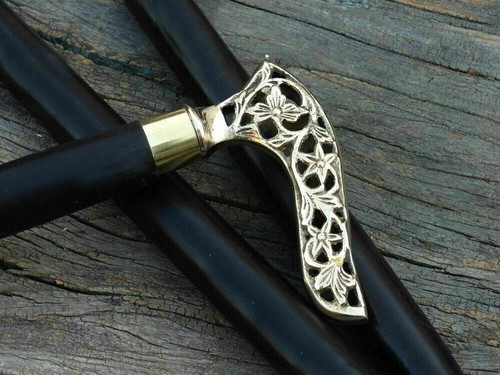 Black wooden walking stick - wooden,