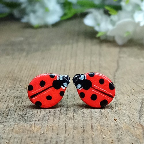Ladybird studs handmade - ladybird,