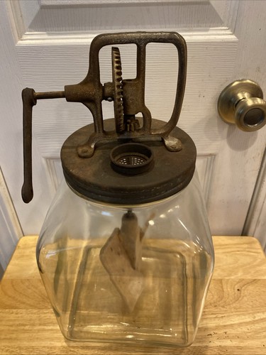 Antique quart butter churn - antique, 8