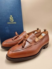 BNIB Alfred Sargent X Herring Tan Leather Tassel Loafers UK 8.5 US 9.5 EU 42.5