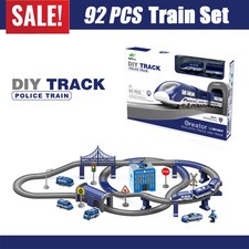 92PCS DIY Race Track Toys Train Set Police for Kids Christmas Birthday Gift