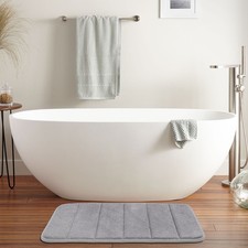 Long Stripes Memory Foam Bath Mat Grey Ultra Soft Floor Mat, Non-Slip Quick Dry