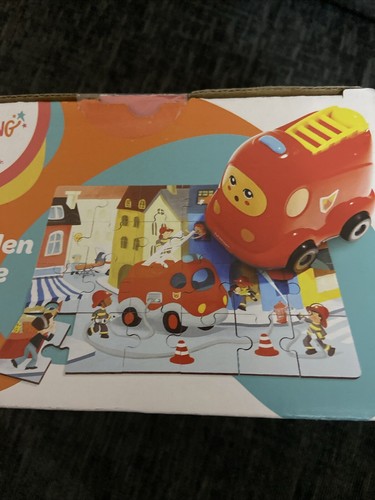 Wooden puzzle and fire truck - wooden,
