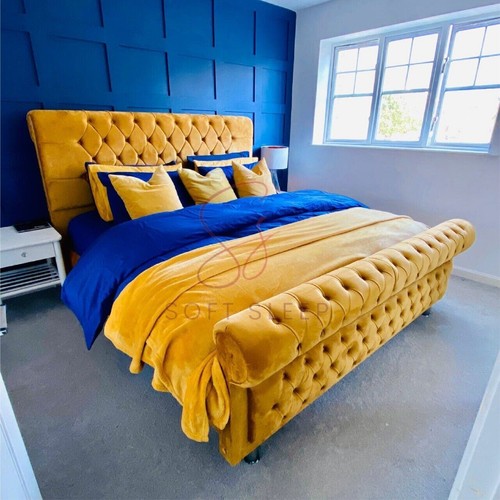 Chesterfield sleigh bed 3ft - sleigh,