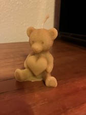 Teddy Bear With Heart Candle Pure Beeswax Malmesbury Honey Valentines Love