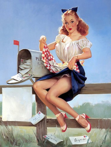 Mail box pin girl retro - mail, girl,