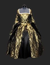 Black Brocade Tudor Style Gown