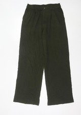 Hush Womens Green Wide-Leg Cotton Trousers Size 6 Casual Workwear