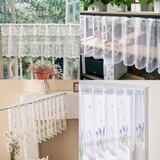 Vintage Embroidered Lace Half Curtain Short Window Drapes Kitchen Tier Valance