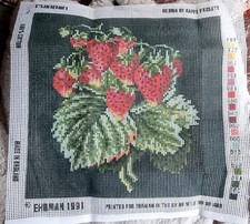 RARE VINTAGE 1991 EHRMAN TAPESTRY NEEDLEPOINT KIT STRAWBERRIES BY KAFFE FASSETT