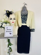 Condici Mother of Bride Groom Size 14 Lemon & Navy Wedding Outfit & Fascinator