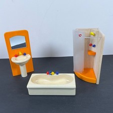 Dolls House Furniture Wooden Pintoy Shower Bath and Basin