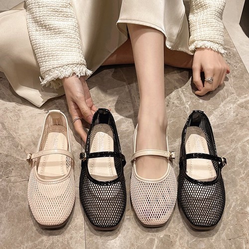 Women mesh ballet flats - women, round