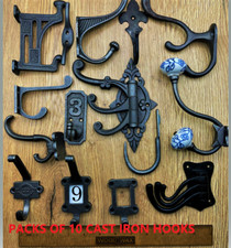 10 x CAST IRON HOOKS, COAT