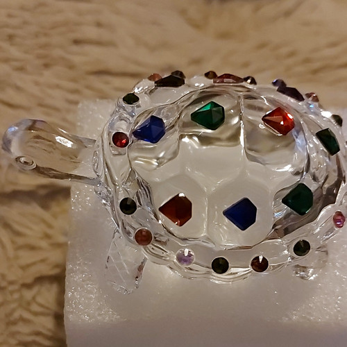 Turtle glass crystal ornament - turtle, glass/crystal
