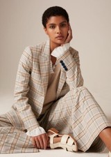 Me+Em Statement Blazer Jacket Check Boyfriend Cream/grey/yellow/navy UK 8