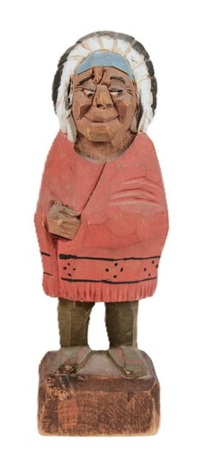 Vintage wood carved indian - wood,
