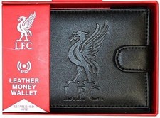 LIVERPOOL F.C. MEN'S REAL LEATHER WALLET RFID ANTI FRAUD MONEY ID CARD LFC GIFT