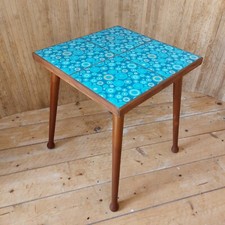Fab Vintage Retro Mid Century Modern Handmade Small Tiled Table Reclaimed Legs