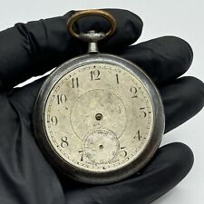 50mm Vintage Gun Metal Grey Mystery Nice Movement Pocket Watch FOR PARTS