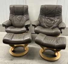 Ekornes Stressless Mayfair Recliner Leather Chairs & Stools - 1 Large 1 Medium
