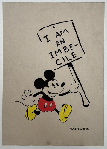Banksy drawing on - (handmade),