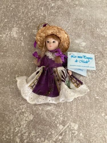Vintage porcelain doll purple - vintage,