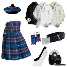 Men's Pride of Scotland 9 PCS Scottish Traditional Kilt Outfit In 40 Tartans