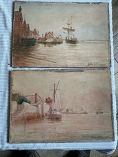 William Yates Yarmouth Harbour Isle Of Wight Mid 19thC Ships Watercolour Pair 