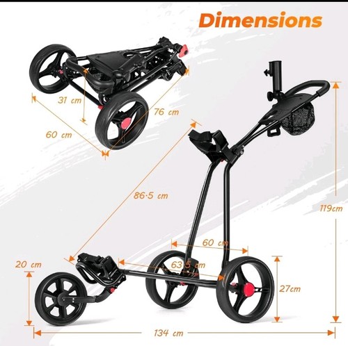 Wheel golf push cart quick - 3,