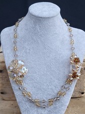 Butler & Wilson Citrine Orange Crystal Beaded Flower Necklace