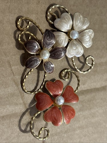Vintage flower brooches - vintage,
