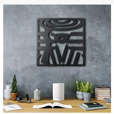 High Fashion Style Metal Wall Art Black Square Lines Contemporary Wall Hanging 