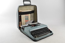 1960s Blue Olivetti Lettera 22 Portable Typewriter With Cover Case Working
