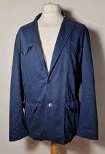 Sawyers And Hendricks London Navy Blue Cotton Suit Style Jacket Size XL