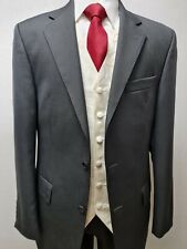 Mens Grey Herringbone Morning Evening Suit Wedding Jacket Smart Ascot Formal
