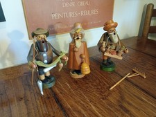 Erzgebirge Volkskunst Wooden Figures X3 As Per Photos See Desc 