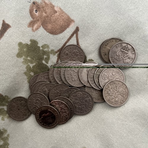 Old sixpence coins - 6d,